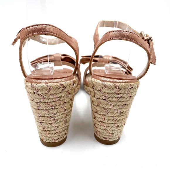 Sophia Webster Bonnie Wedge Espadrille Sandals Metallic Bow Sz 36 / 5.5 - Picture 6 of 8